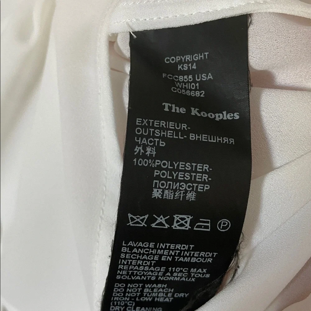 The Kooples White Semi-Sheer Button Front White XS